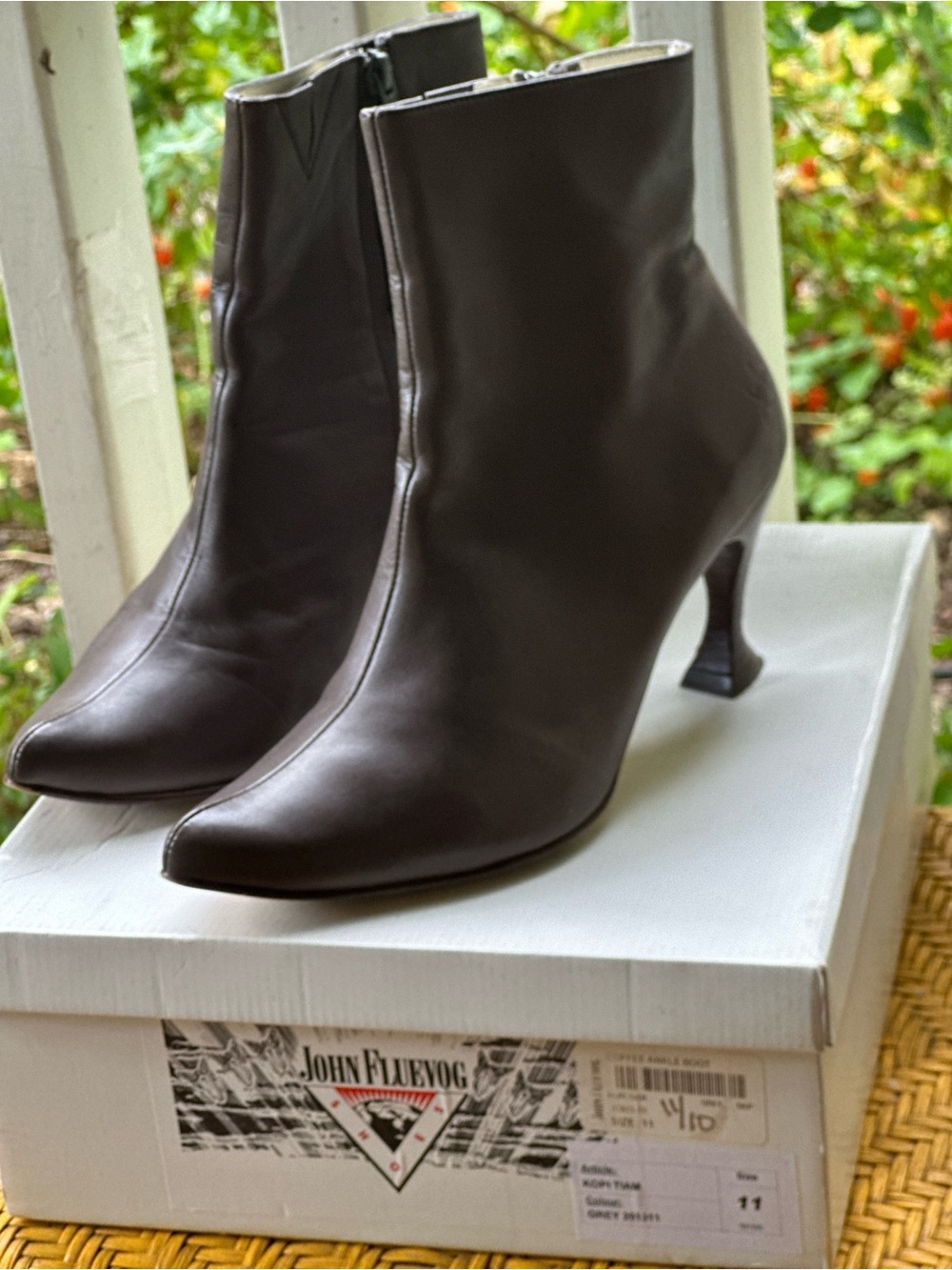 John Fluevog Kopi Tiam Coffee Ankle Boots - Women's Size 11